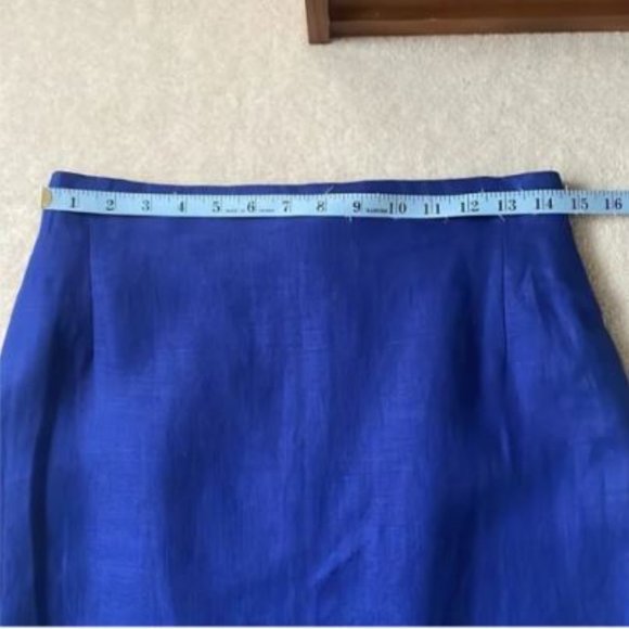 Vintage Cobalt Blue Linen Skirt - Picture 7 of 10